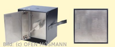 CB Luftklappengriff quadratisch 85 mm x 85 mm mit Deckel EBR schwarz, Deckel, RW und Knopf Edelstahl
