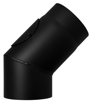Ofenrohr Kaminofen DN 180 mm Bogen Winkel 45° mit Tür schwarz #310