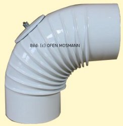 Ofenrohr DN 130 mm weiß emailliert Bogen gerippt 90° mit Tür hq Ofenrohr DN 130 mm weiß emailliert Bogen gerippt 90° mit Tür hq