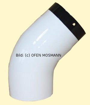 Ofenrohr DN 120 mm weiß emailliert Bogen glatt 45° ohne Tür hq