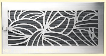 Lüftungsgitter Edelstahl matt 45x23 cm D2-Design Warmluftgitter Lamellen schwarz verstellbar CB-Tec