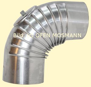 Ofenrohr DN 80 mm -Bogen 90° mit Tür gerippt DN 80 mm aus Aluminium