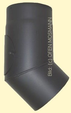 Ofenrohr Kaminofen DN 200 mm Bogen 45° mit Tür schwarz #310