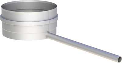 Edelstahlschornstein EW 200 mm x 0,6 mm Kondensatschale mit Ablaufrohr L=250 mm